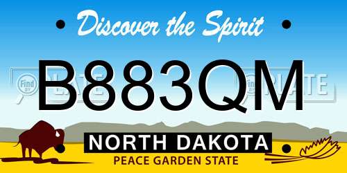 B883QM North Dakota License Plate