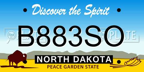 B883SO North Dakota License Plate