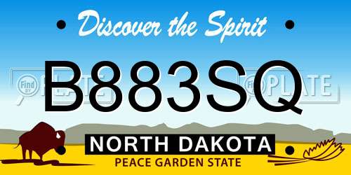 B883SQ North Dakota License Plate