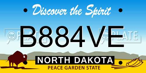 B884VE North Dakota License Plate