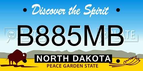 B885MB North Dakota License Plate