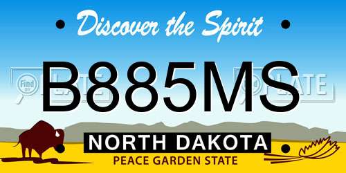 B885MS North Dakota License Plate