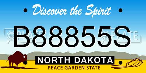 B88855S North Dakota License Plate