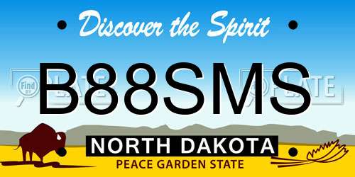 B88SMS North Dakota License Plate