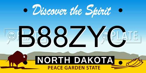 B88ZYC North Dakota License Plate