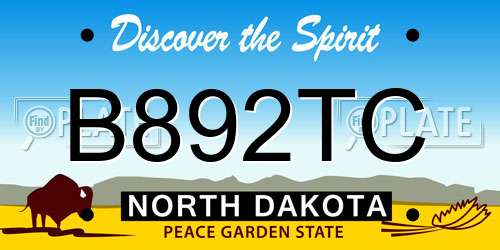 B892TC North Dakota License Plate