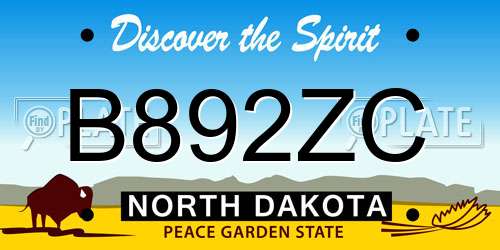 B892ZC North Dakota License Plate