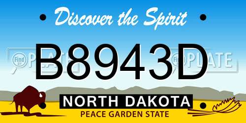 B8943D North Dakota License Plate