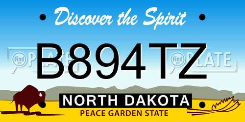 B894TZ North Dakota License Plate