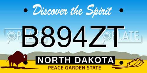 B894ZT North Dakota License Plate