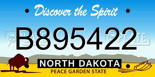 B895422 North Dakota License Plate