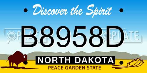 B8958D North Dakota License Plate