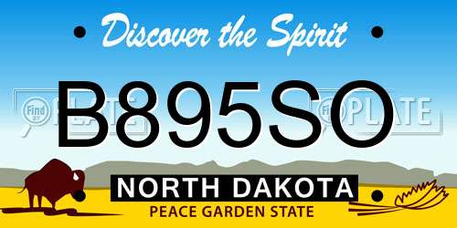 B895SO North Dakota License Plate