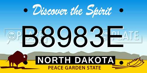 B8983E North Dakota License Plate