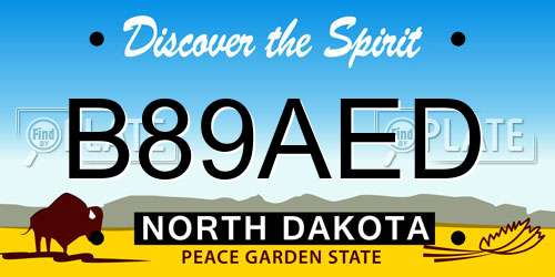 B89AED North Dakota License Plate