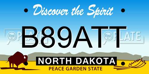 B89ATT North Dakota License Plate