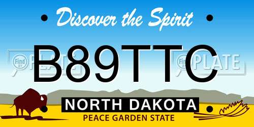 B89TTC North Dakota License Plate