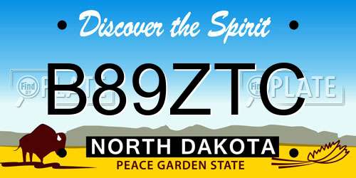 B89ZTC North Dakota License Plate