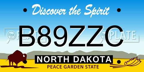 B89ZZC North Dakota License Plate