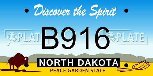 B916 North Dakota License Plate