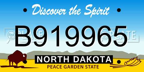 B919965 North Dakota License Plate