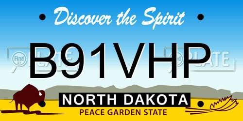 B91VHP North Dakota License Plate