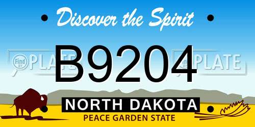 B9204 North Dakota License Plate
