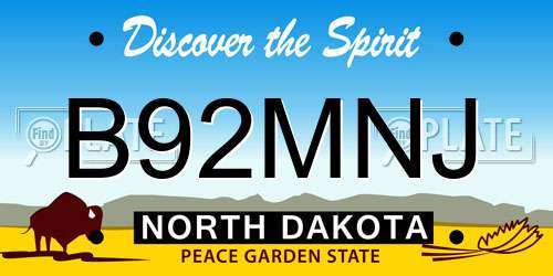 B92MNJ North Dakota License Plate
