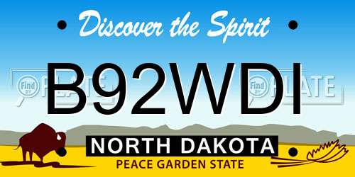 B92WDI North Dakota License Plate