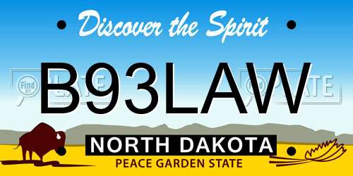 B93LAW North Dakota License Plate