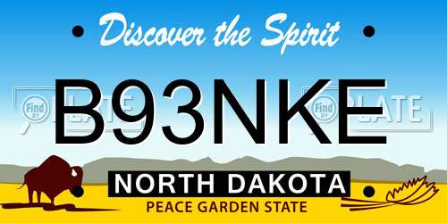 B93NKE North Dakota License Plate