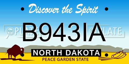 B943IA North Dakota License Plate
