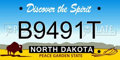 B9491T North Dakota License Plate