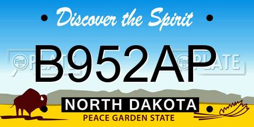 B952AP North Dakota License Plate