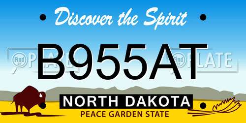 B955AT North Dakota License Plate