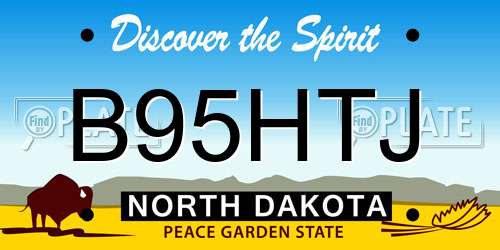 B95HTJ North Dakota License Plate