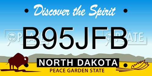 B95JFB North Dakota License Plate