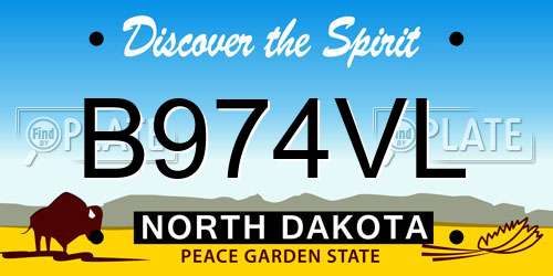 B974VL North Dakota License Plate
