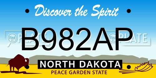 B982AP North Dakota License Plate