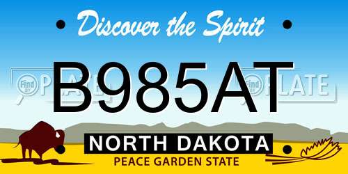 B985AT North Dakota License Plate