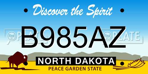 B985AZ North Dakota License Plate