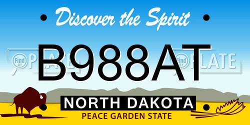 B988AT North Dakota License Plate