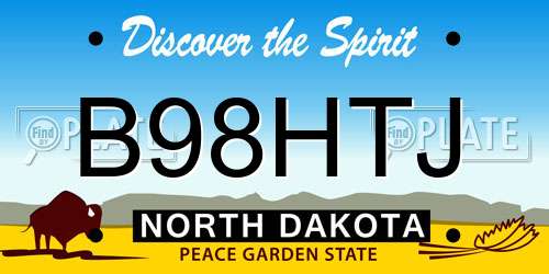 B98HTJ North Dakota License Plate