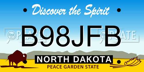 B98JFB North Dakota License Plate