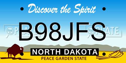 B98JFS North Dakota License Plate