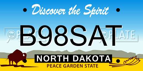 B98SAT North Dakota License Plate