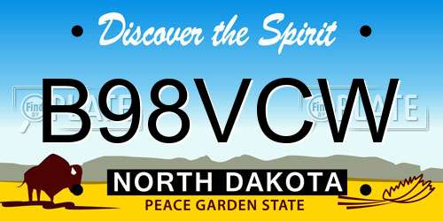 B98VCW North Dakota License Plate