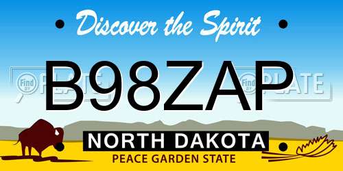 B98ZAP North Dakota License Plate