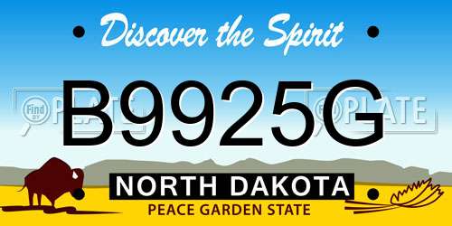 B9925G North Dakota License Plate