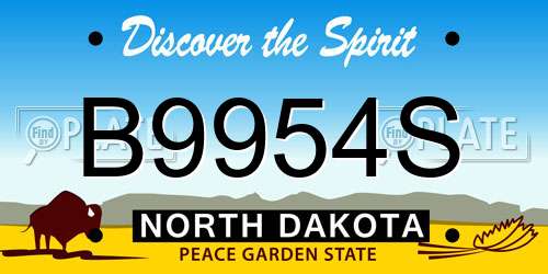 B9954S North Dakota License Plate